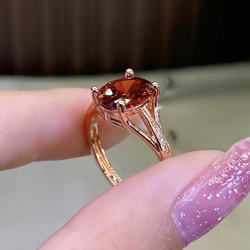 Women's Premium Inlaid Red Synthetic Zirconia Pigeon Egg Ring